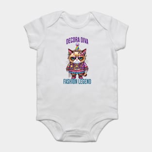 Decora Diva Fashion Legend Kei Kidcore Funny Cat Baby Bodysuit